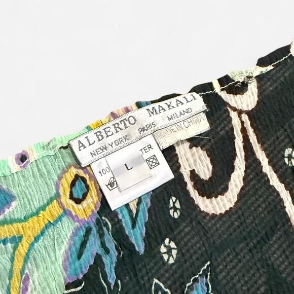 VTG 90s/Y2K Alberto Makali Green Multicolor Crinkle Sequin Whimsy 3/4 Sleeve Top - Picture 8 of 8